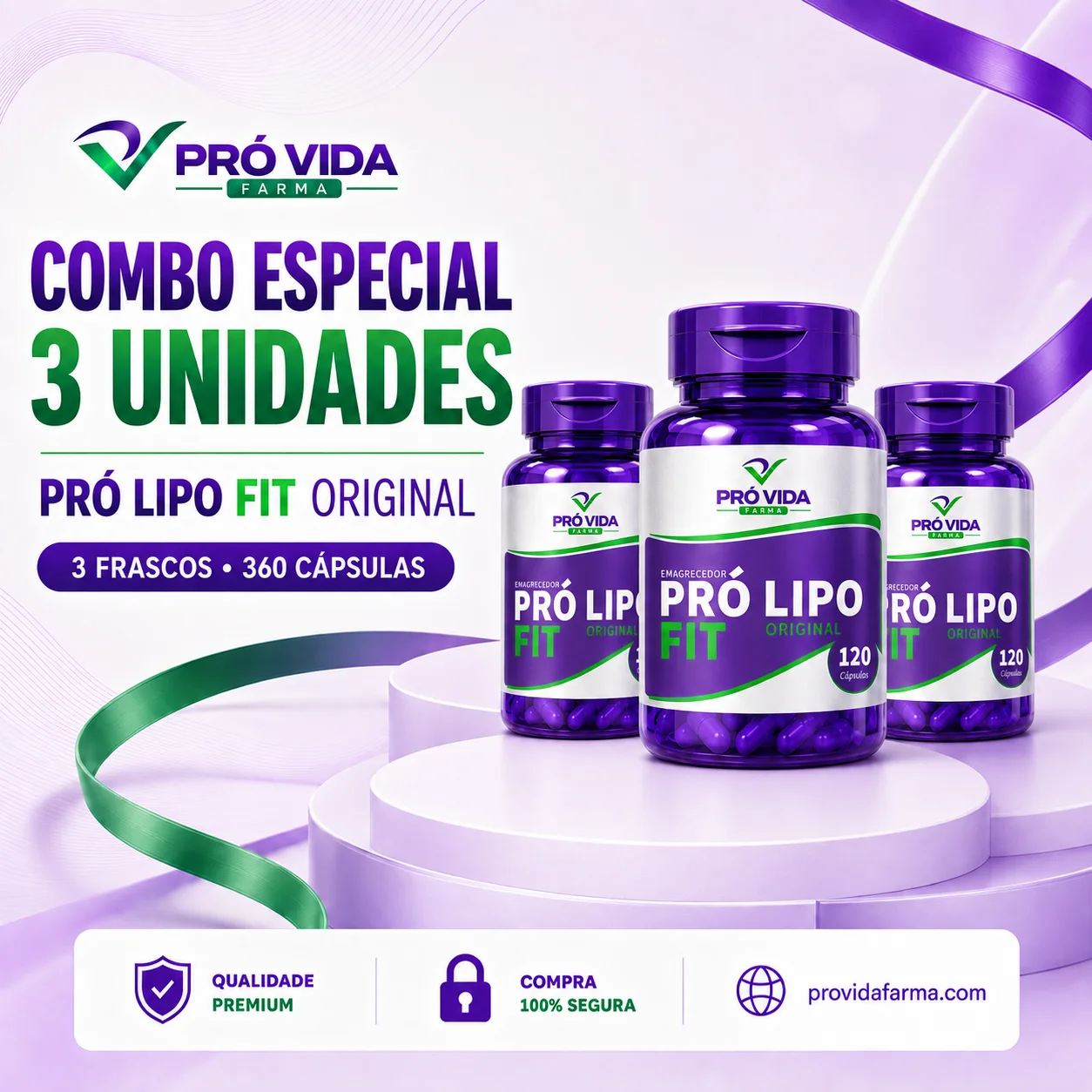 Combo 3x Pro Lipo Fit (Emagrecedor) - 120 Cápsulas