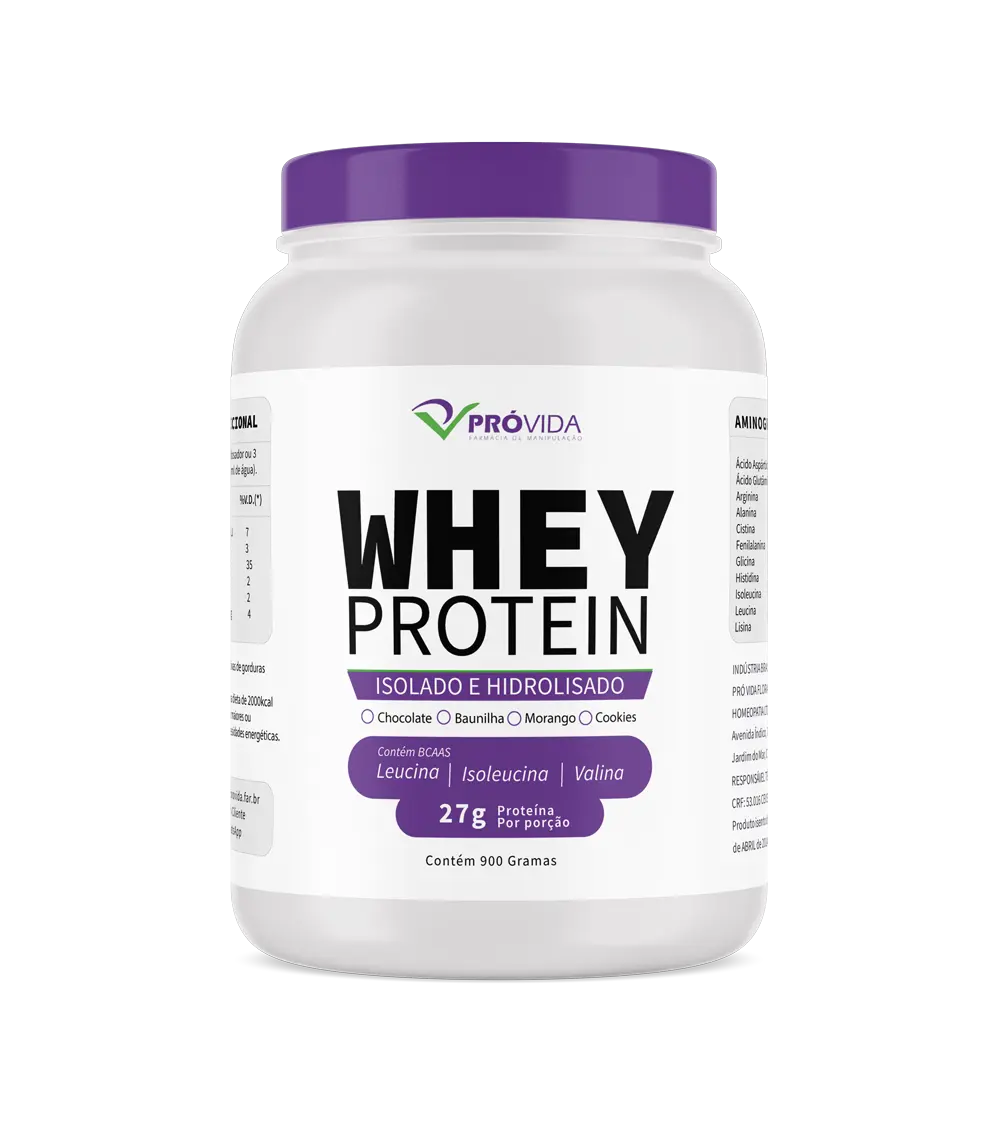 Whey Protein Isolado e Hidrolizado 900 G